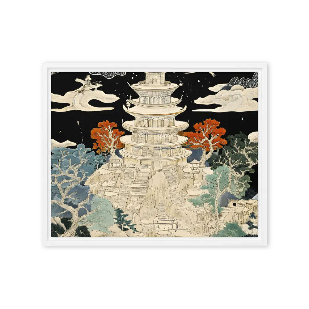 Whispers of the Pagoda | Canvas with White Frame | 16″×20″