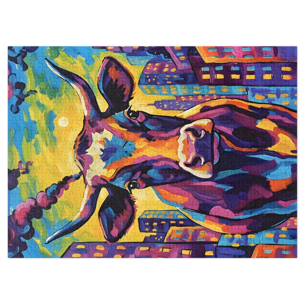 Technicolor Urban Bovine 
 Jigsaw Puzzle in Tin Box