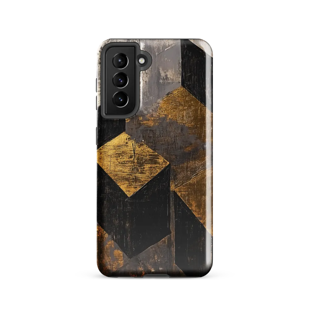 Geometric Harmony in Gold and Black | Phone Case |  S21 | Tough Case | Glossy