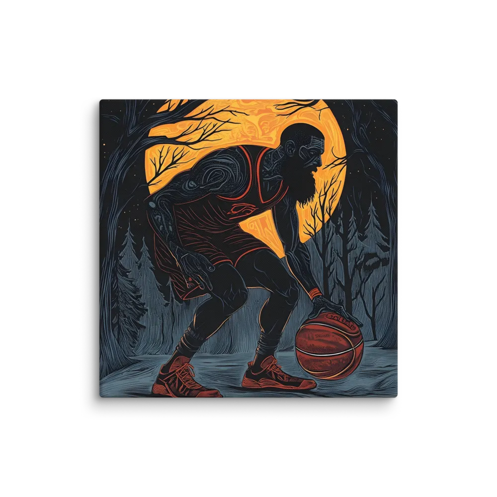 Under the Moonlight: A Basketball Player's Dance | Canvas | 36″×36″