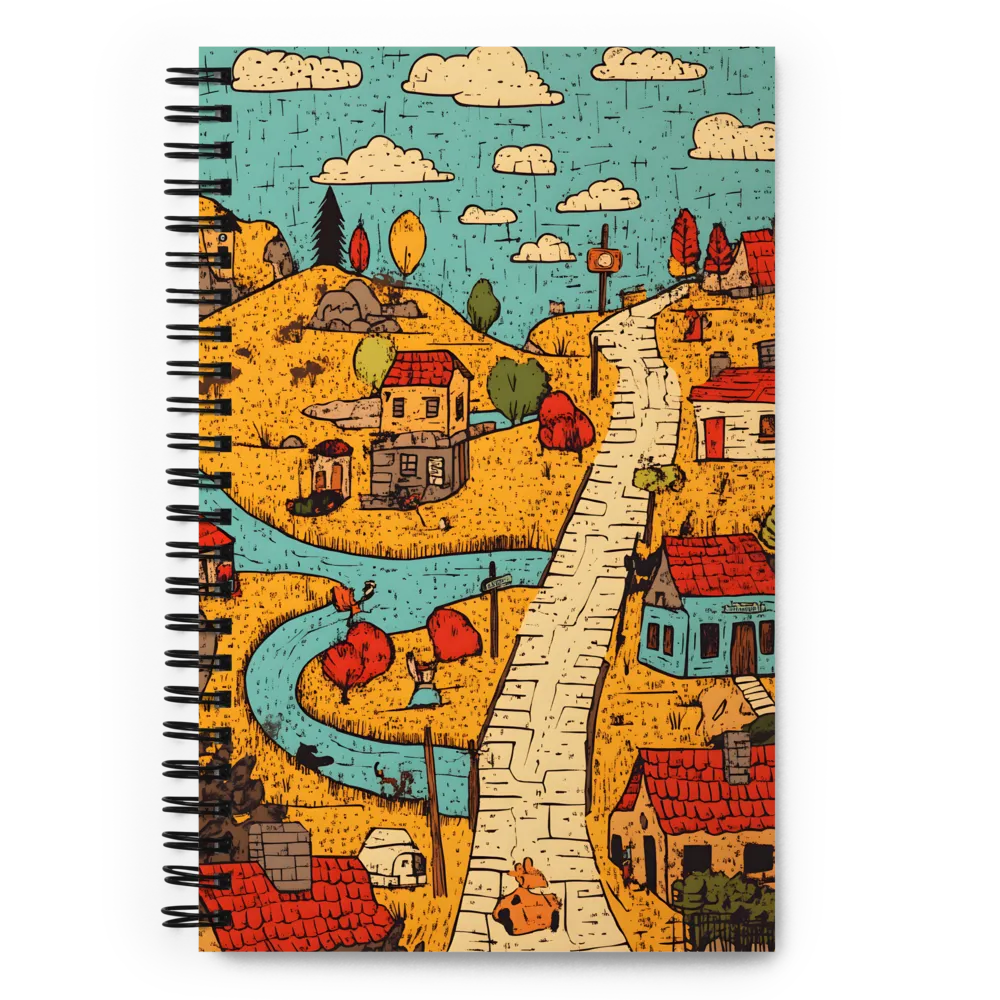 Whimsical Village Landscape | Spiral Notebook