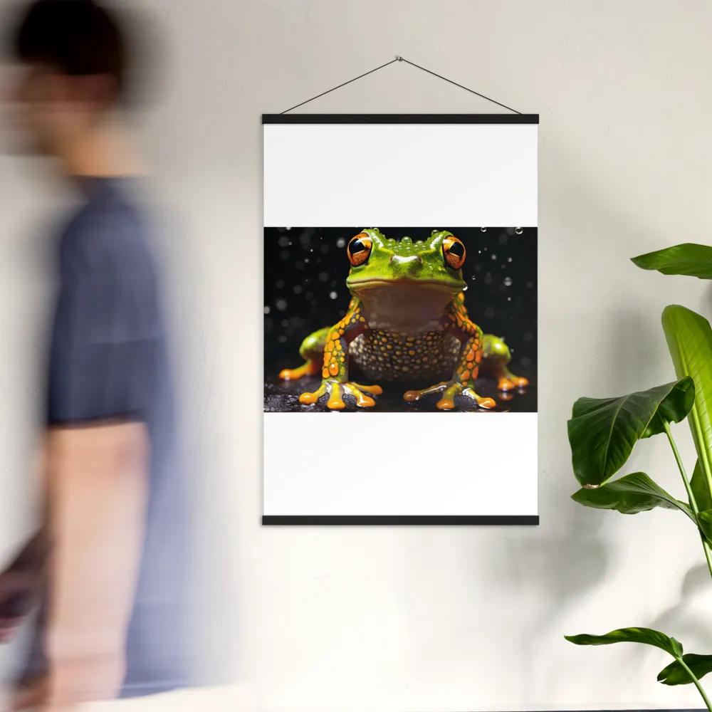 Emerald Elegance: The Frog in Focus | Poster With Black Wood Hanger | 24″×36″