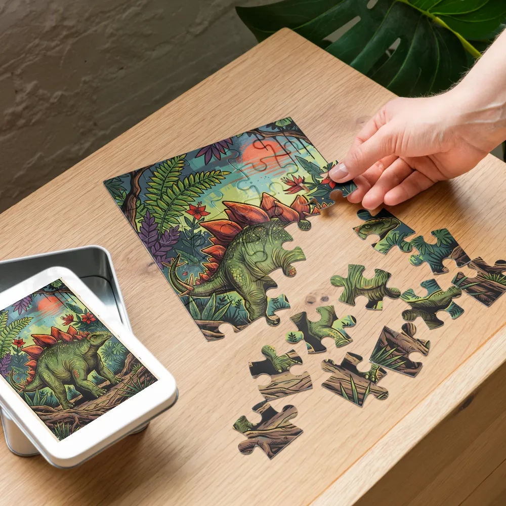 Jungle Stegosaurus 
 Jigsaw Puzzle in Tin Box