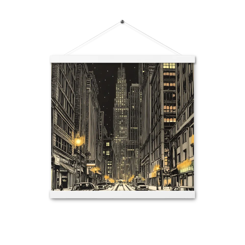 Whispers of the Night City | Poster With White Wood Hanger | 16″×16″