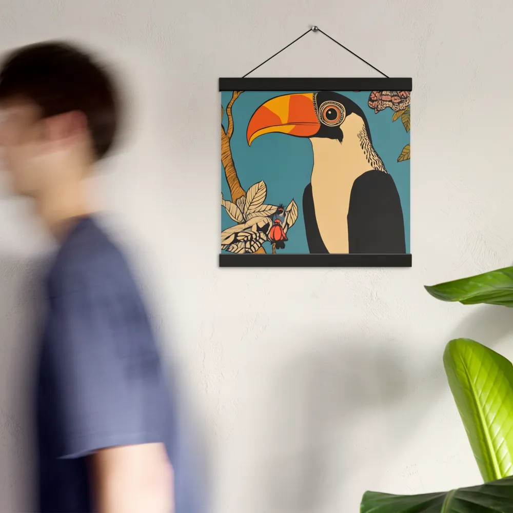 Tropical Majesty: The Toucan at Rest | Poster With Black Wood Hanger | 12″×12″