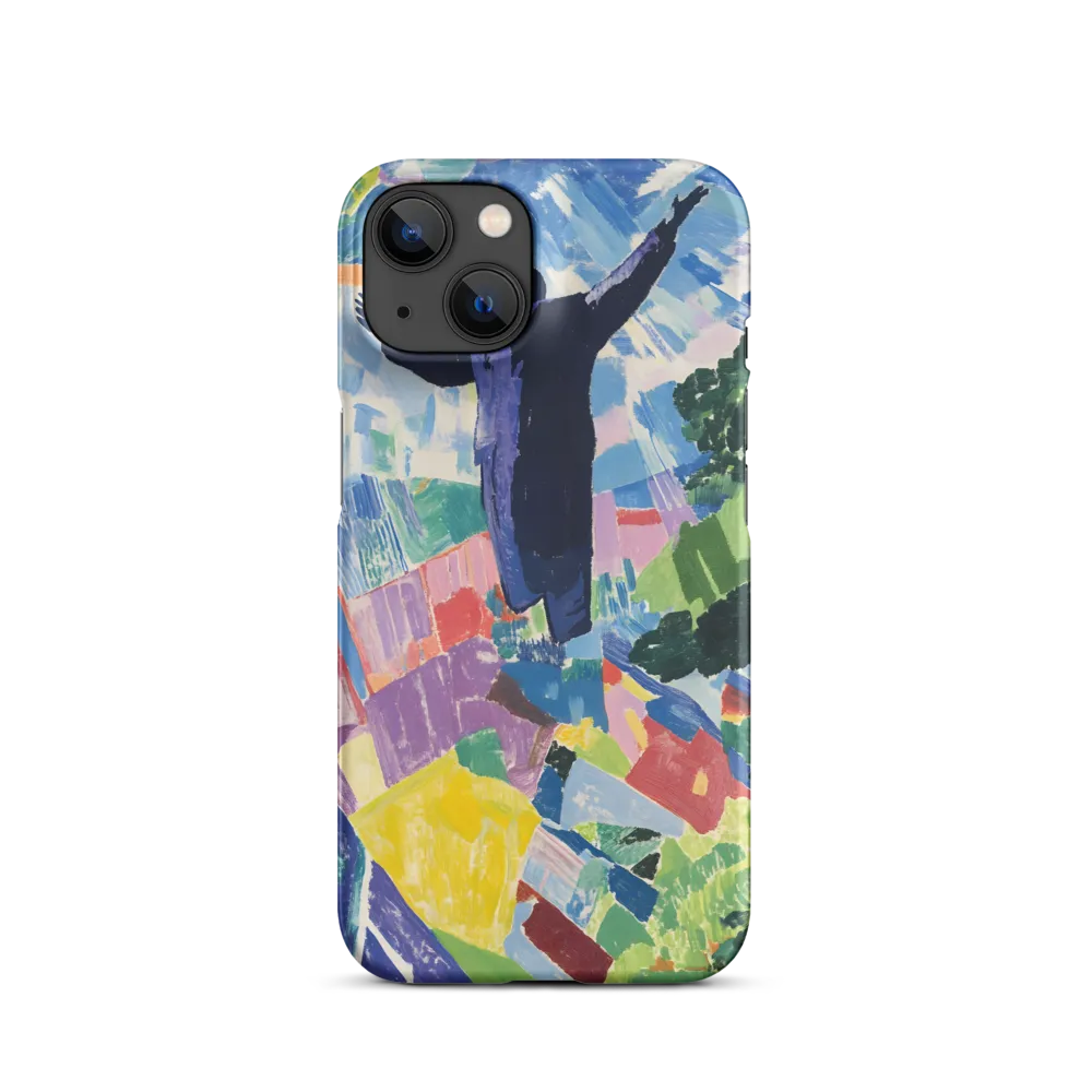 Elysium: A Soaring Figure Amidst Colorful Landscapes | Phone Case |  14 | Snap Case | Matte