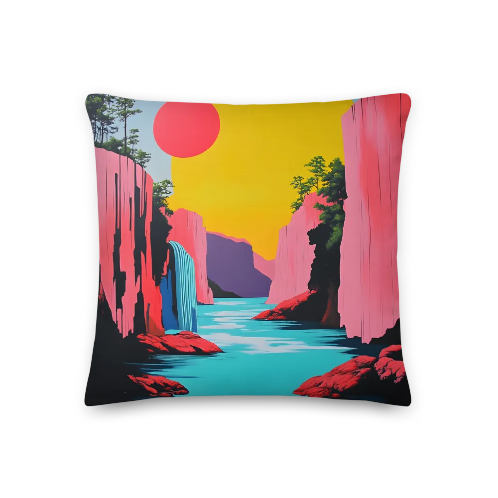 Dreamscape of Pink Cliffs and Turquoise Waters | Pillow | 18″×18″