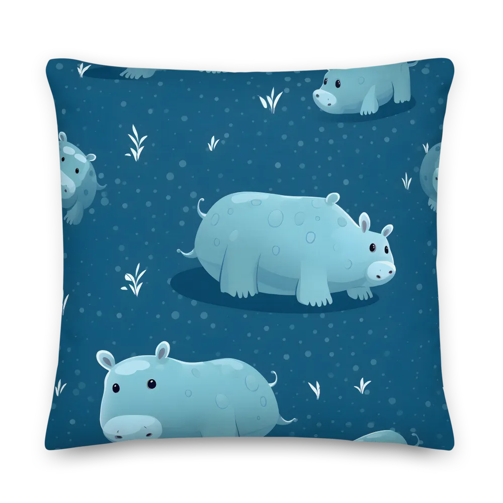 Whimsical Hippo Play | Pillow | 22″×22″