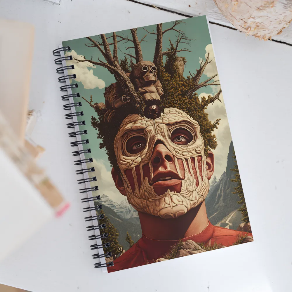 Nature's Mask: A Surreal Exploration | Spiral Notebook