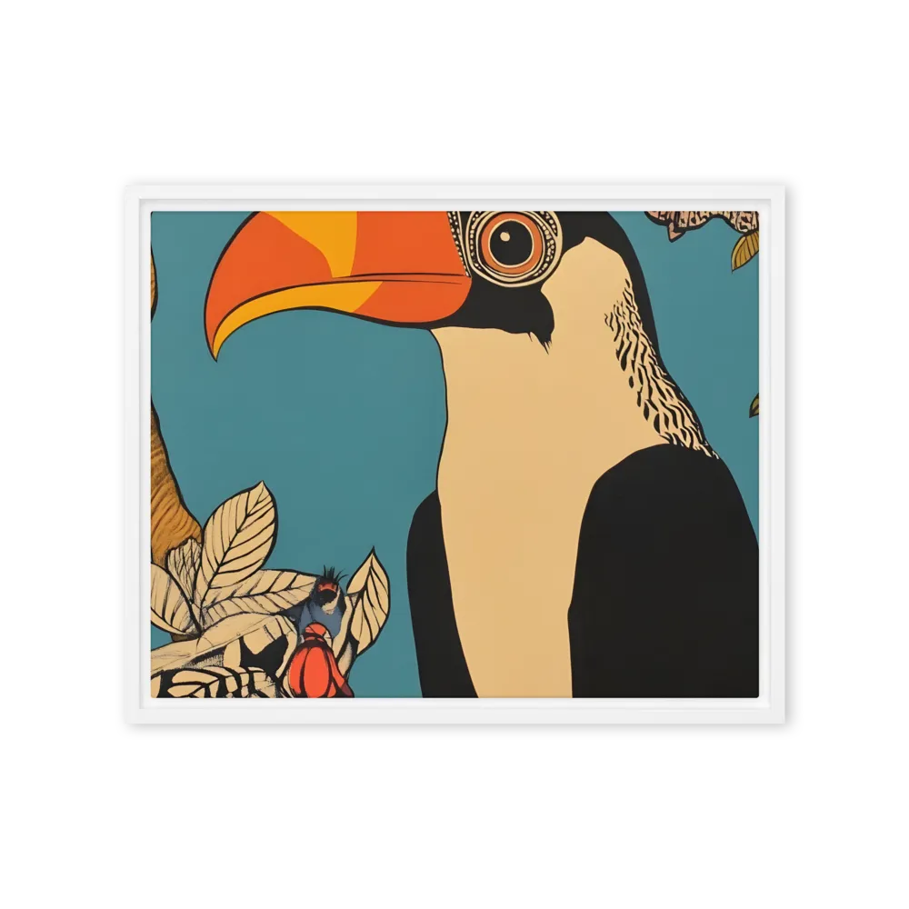 Tropical Majesty: The Toucan at Rest | Canvas with White Frame | 16″×20″