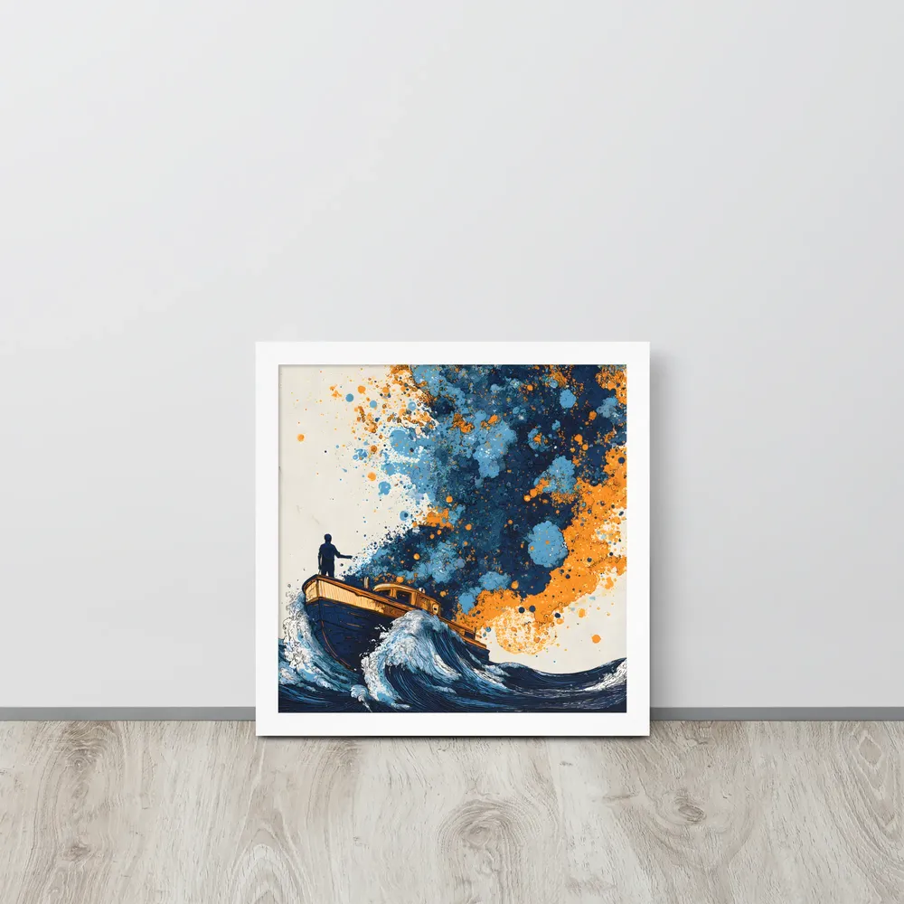 Paintstorm at Sea 
 Poster with White Frame | 14″x 14″