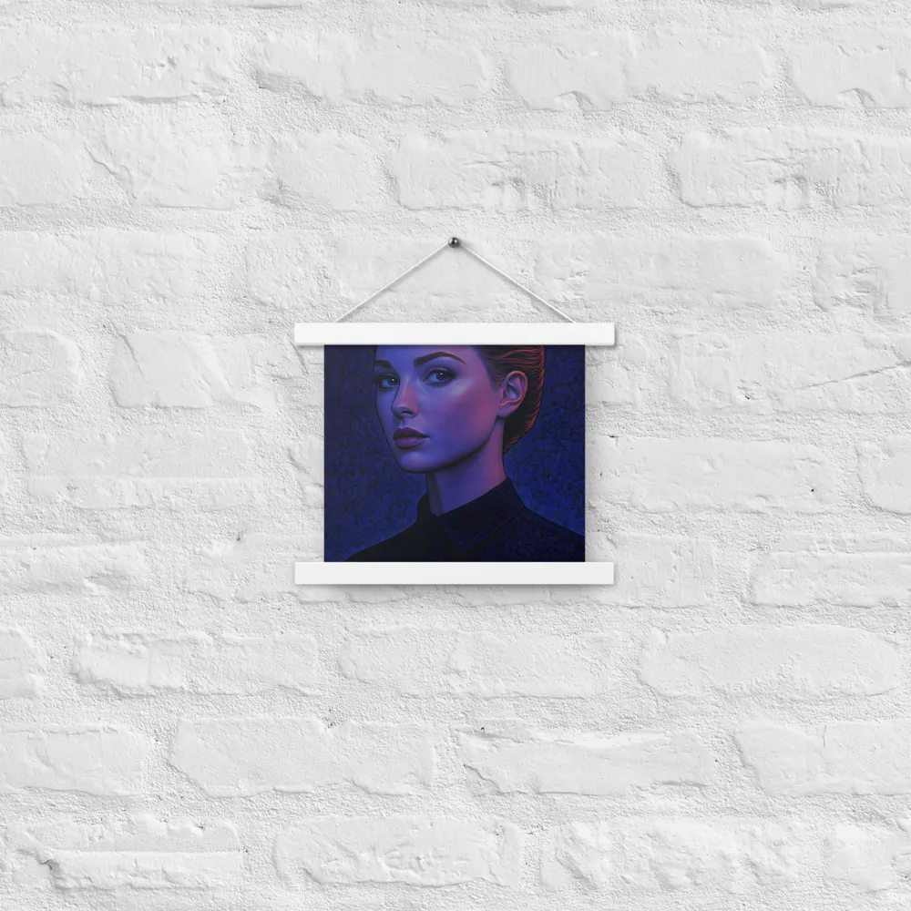 Ethereal Portrait in Blue and Red | Poster With White Wood Hanger | 10″×10″