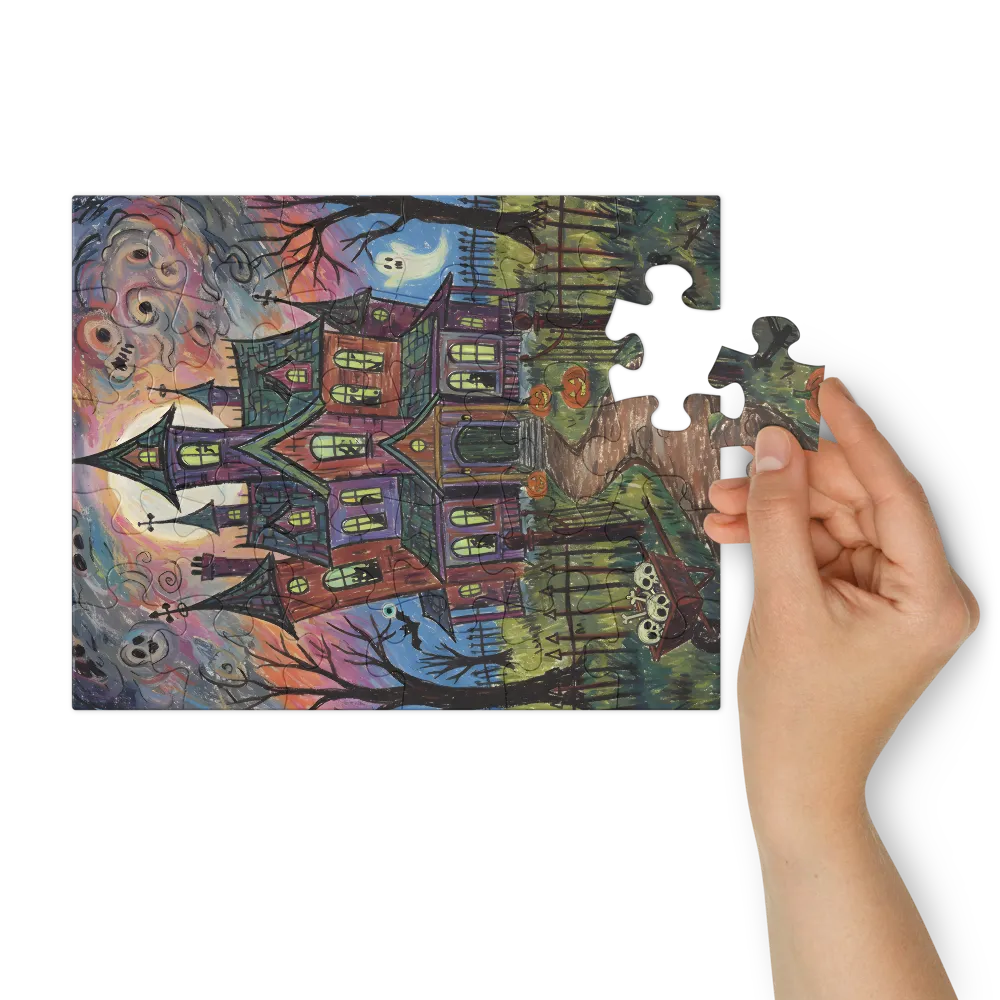 Moonlit Haunted House 
 Jigsaw Puzzle in Tin Box