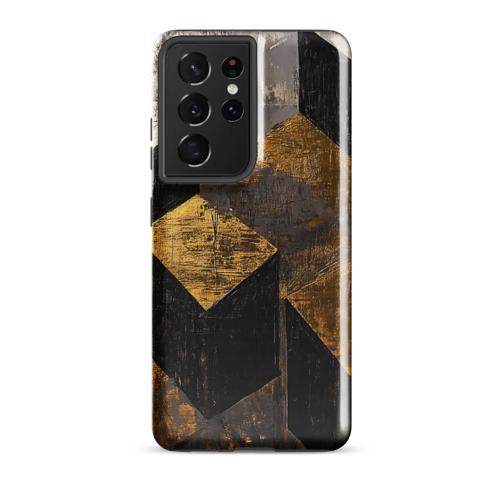 Geometric Harmony in Gold and Black | Phone Case |  S21 Ultra | Tough Case | Glossy