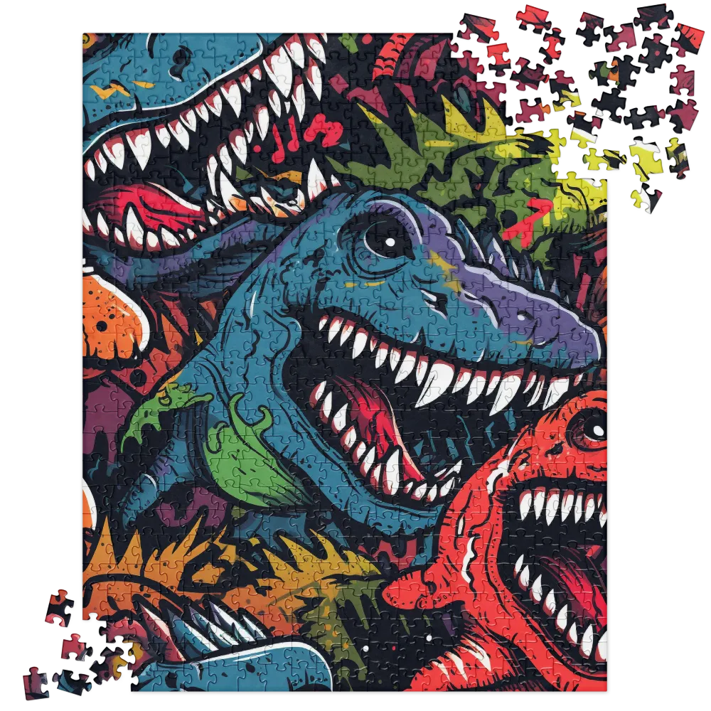 Dino Mania: A Colorful Frenzy | Jigsaw Puzzle | 520 pieces