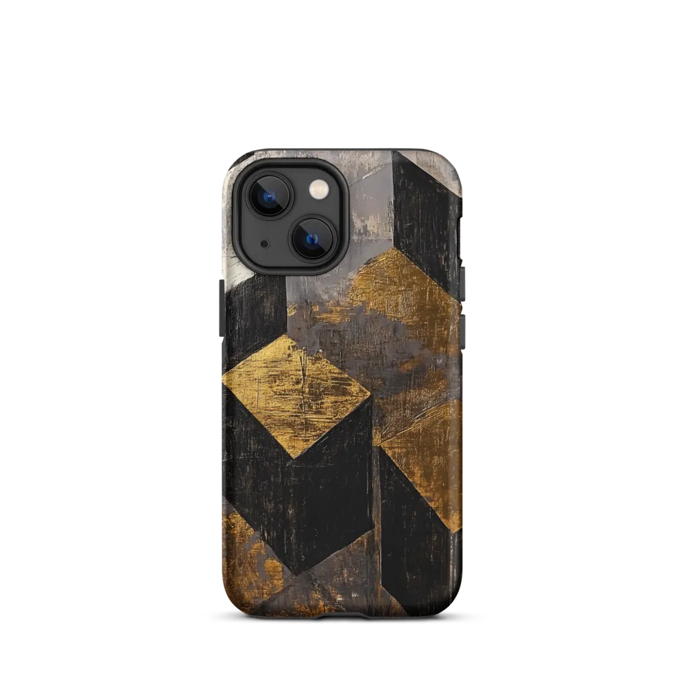 Geometric Harmony in Gold and Black | Phone Case |  13 mini | Tough Case | Matte
