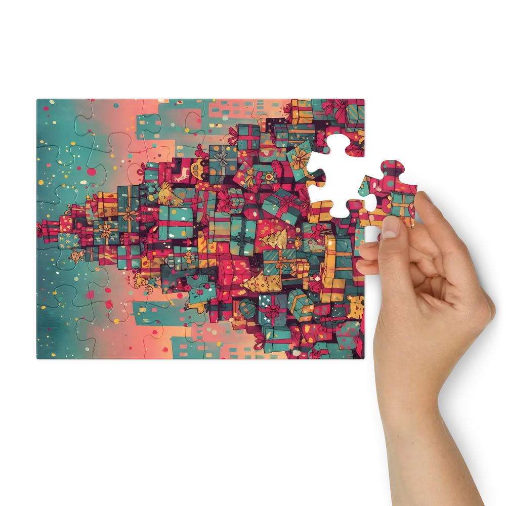 Mountain of Gifts 
 Jigsaw Puzzle in Tin Box