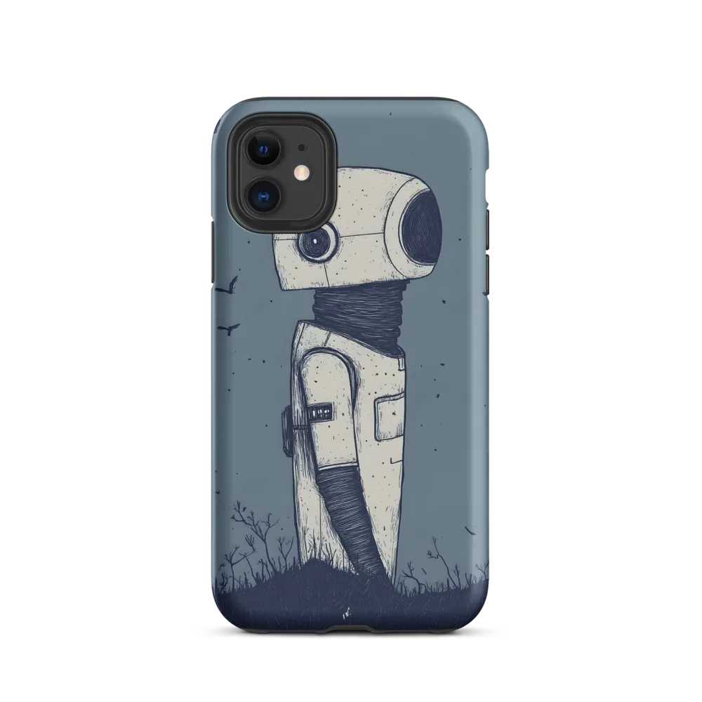 Contemplative Robot in a Barren Landscape | Phone Case |  11 | Tough Case | Matte