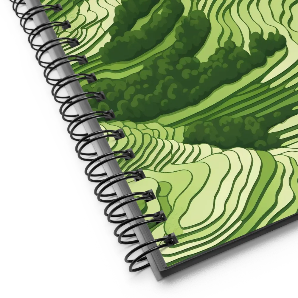 Waves of Green: An Abstract Landscape | Spiral Notebook