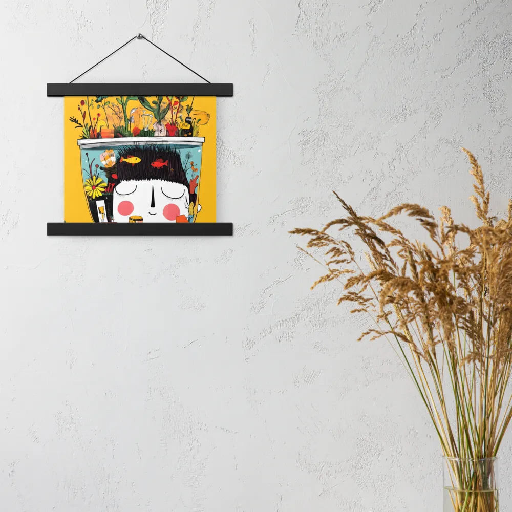 Whimsical Garden Head | Poster With Black Wood Hanger | 10″×10″