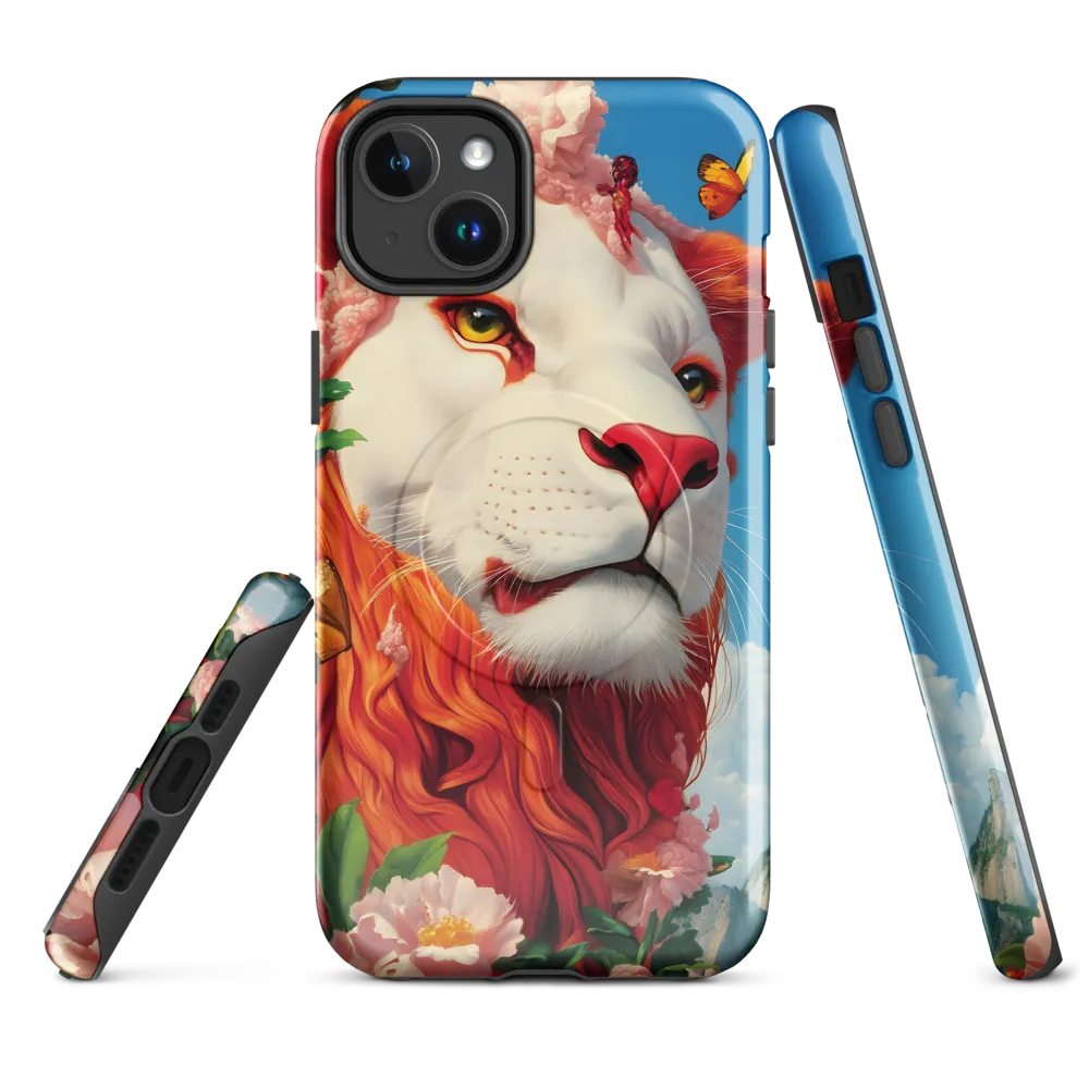 Majestic Lion Amidst Floral Splendor