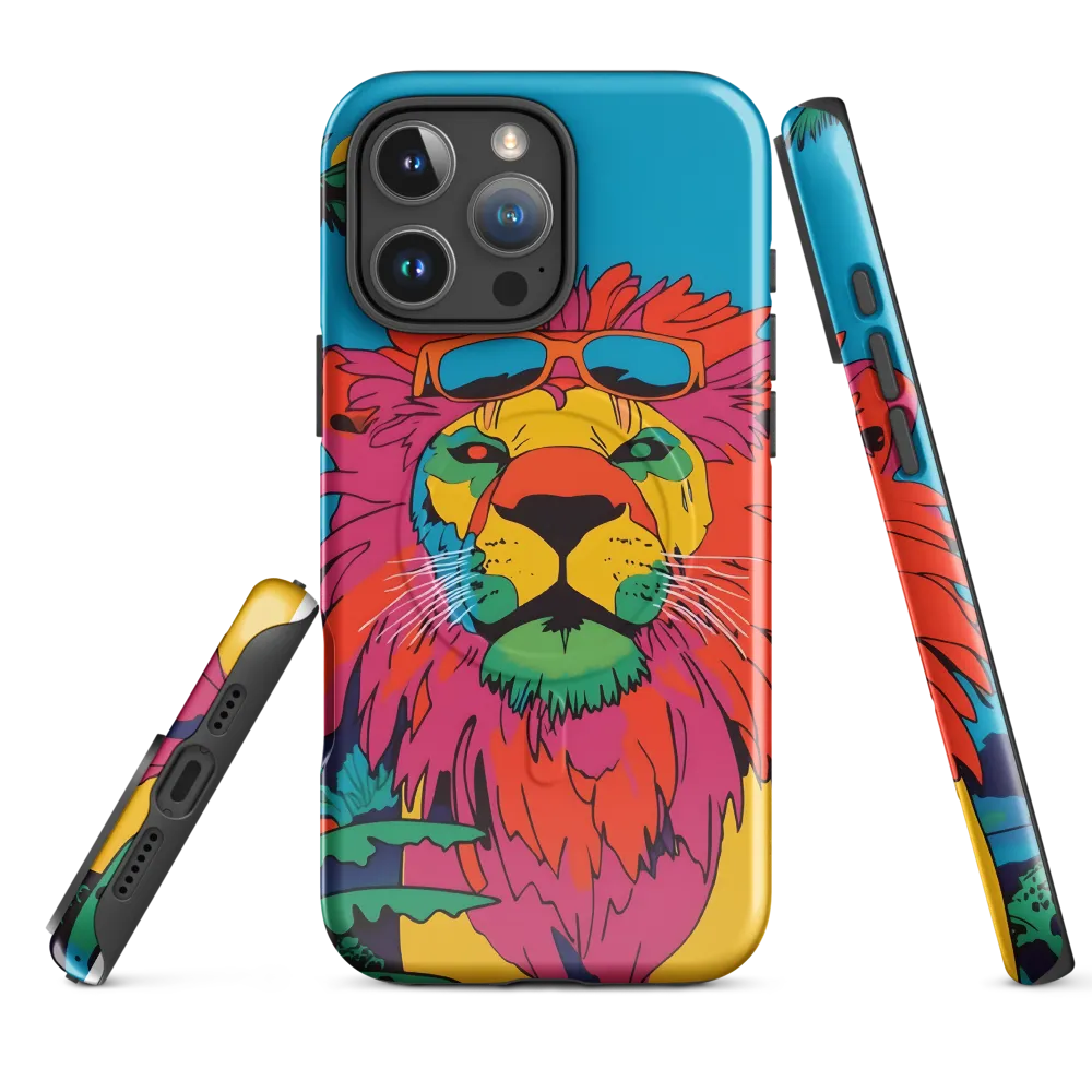 Lion with Sunglasses: A Vibrant Tropical Portrait