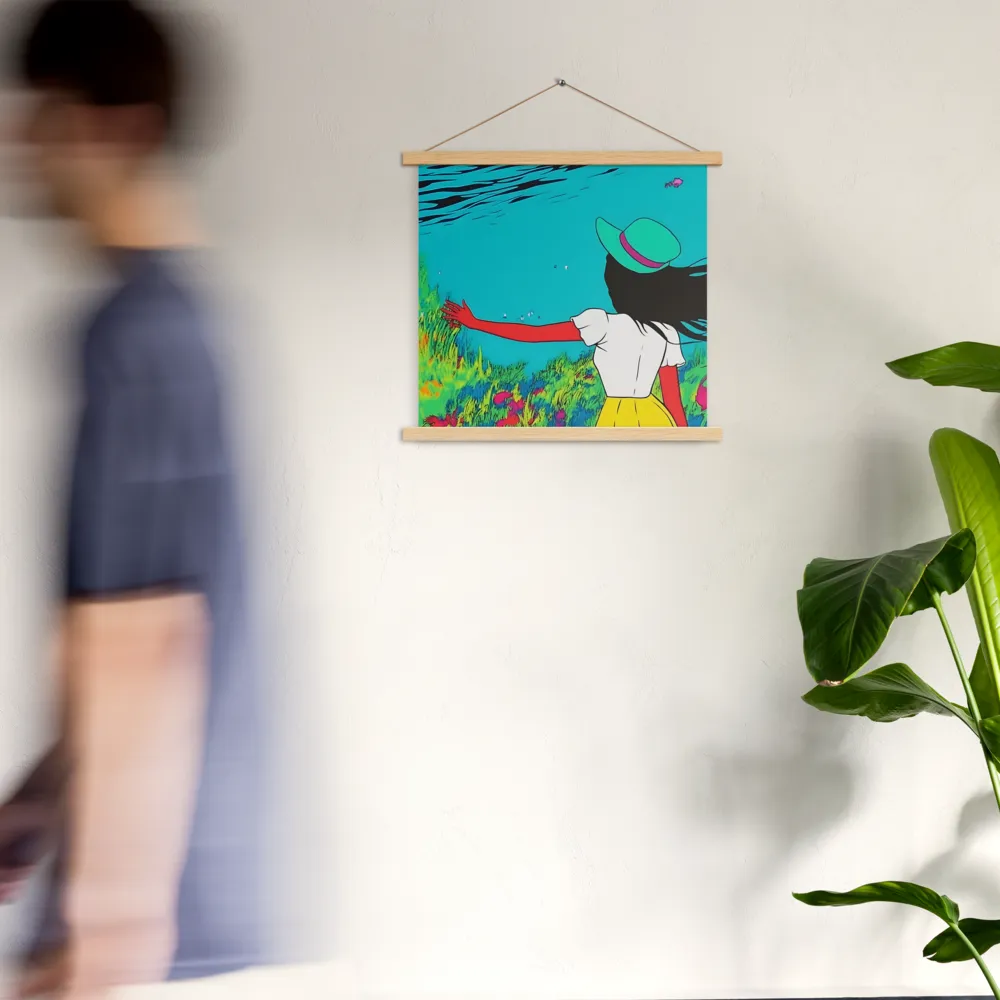 Whimsical Encounter | Poster With Oak Wood Hanger | 18″×18″