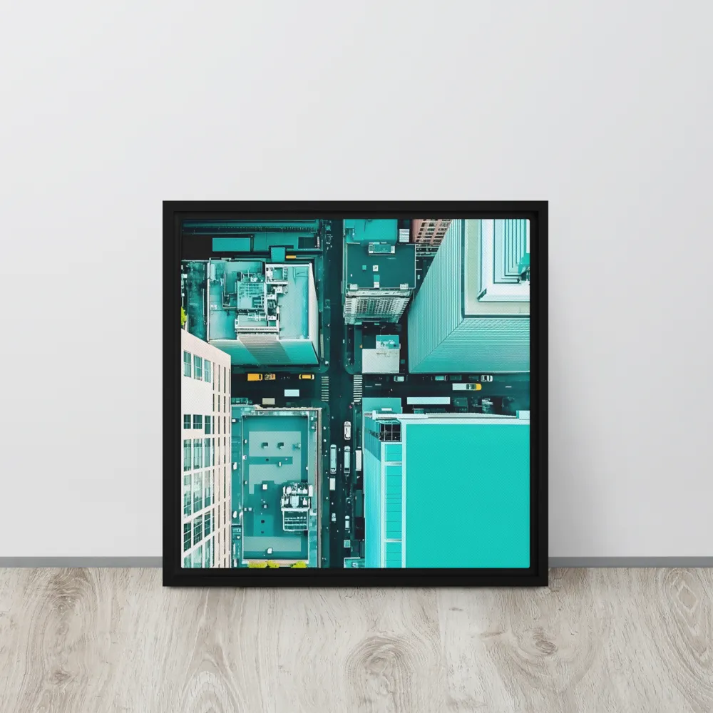 Urban Geometry: Aerial Perspective | Canvas with Black Frame | 16″×16″