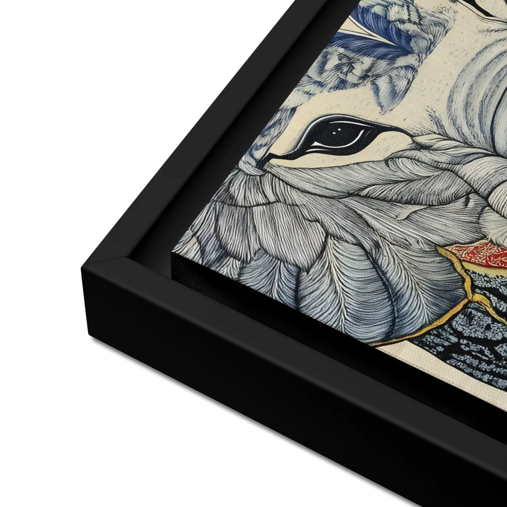 Majesty of the Elephant | Canvas with Black Frame | 16″×16″