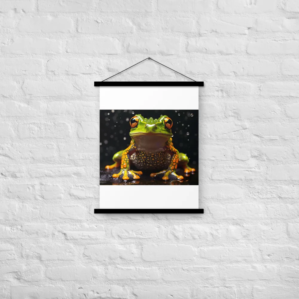 Emerald Elegance: The Frog in Focus | Poster With Black Wood Hanger | 18″×24″