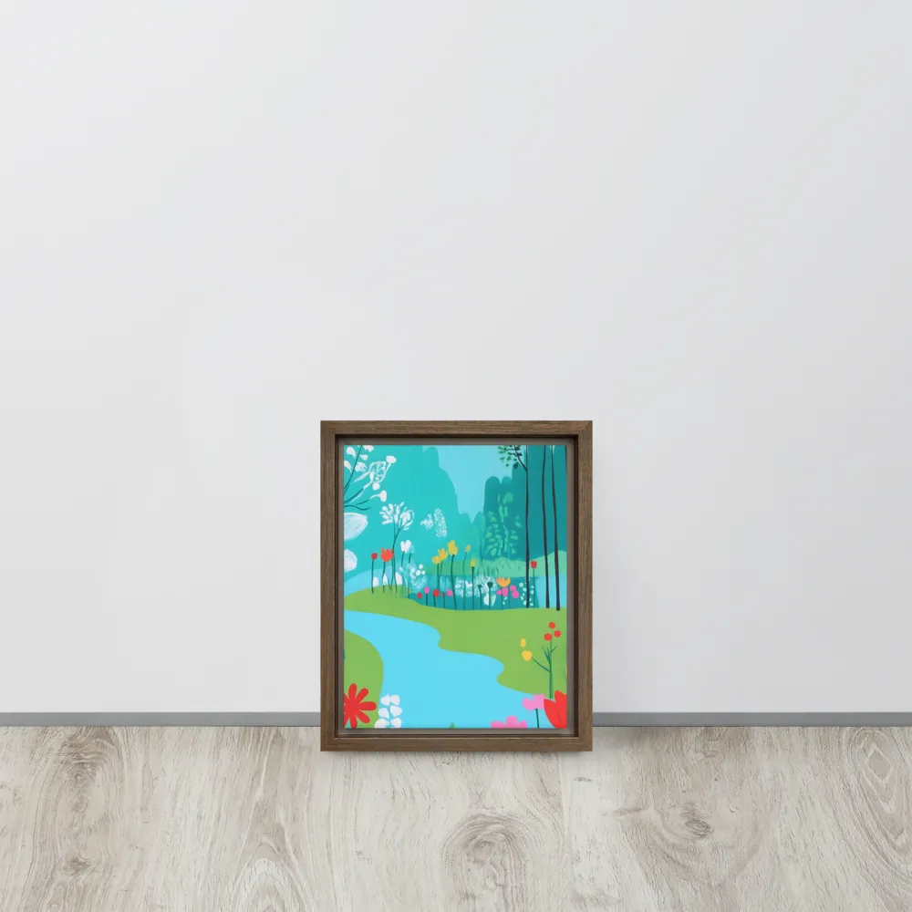 Whispers of Spring: A Colorful Retreat | Canvas with Brown Frame | 8″×10″