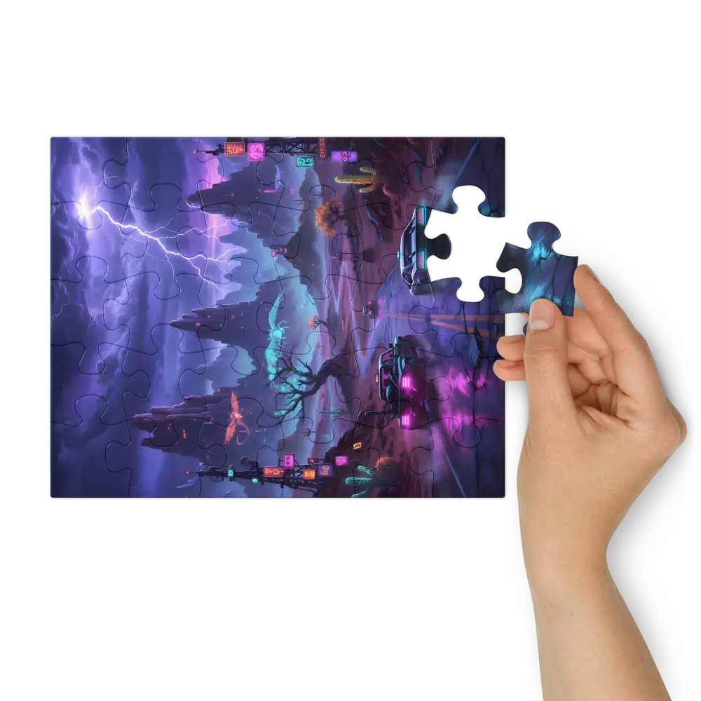 Neon Desert Highway 
 Jigsaw Puzzle in Tin Box