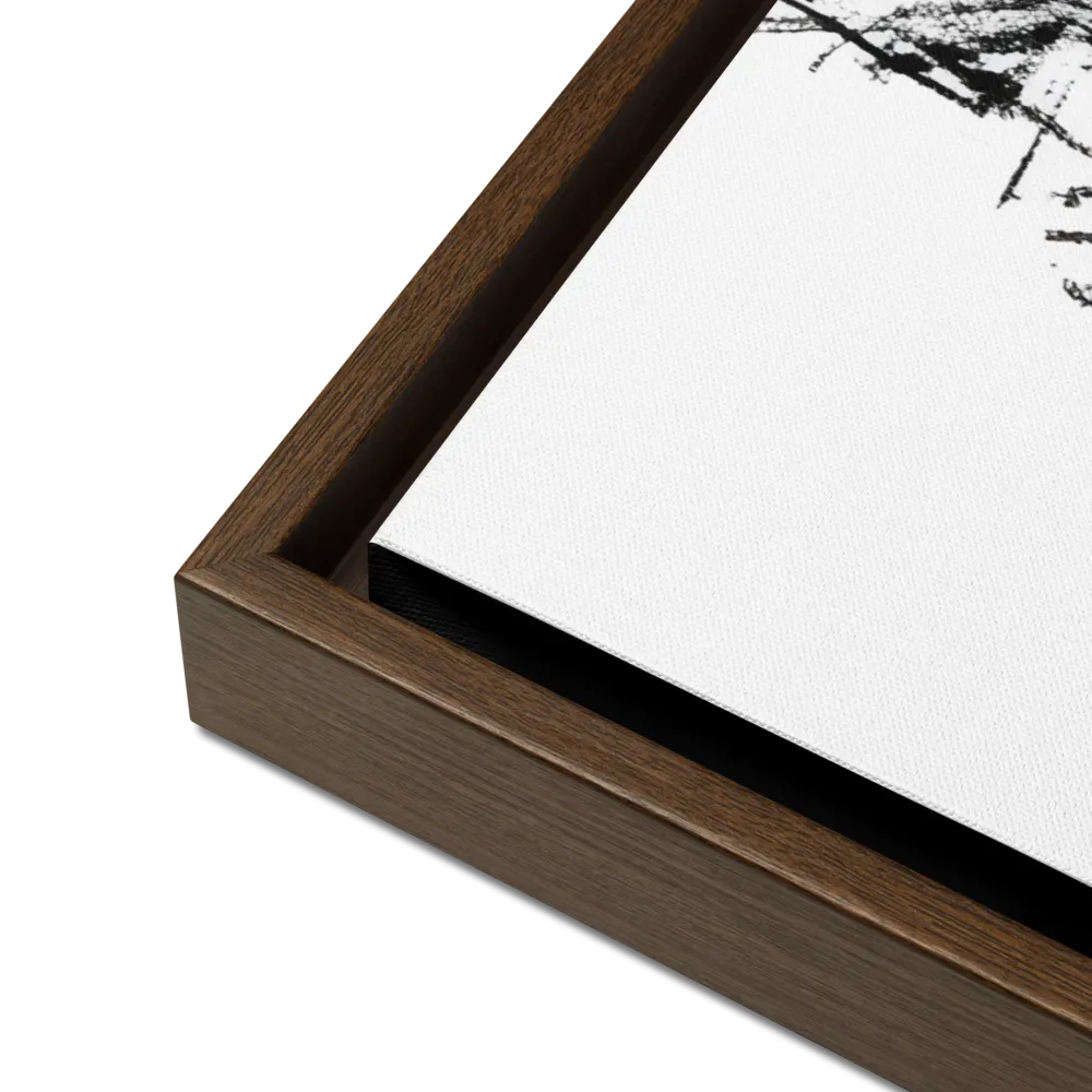Whimsical Koala in Ink | Canvas with Brown Frame | 24″×36″