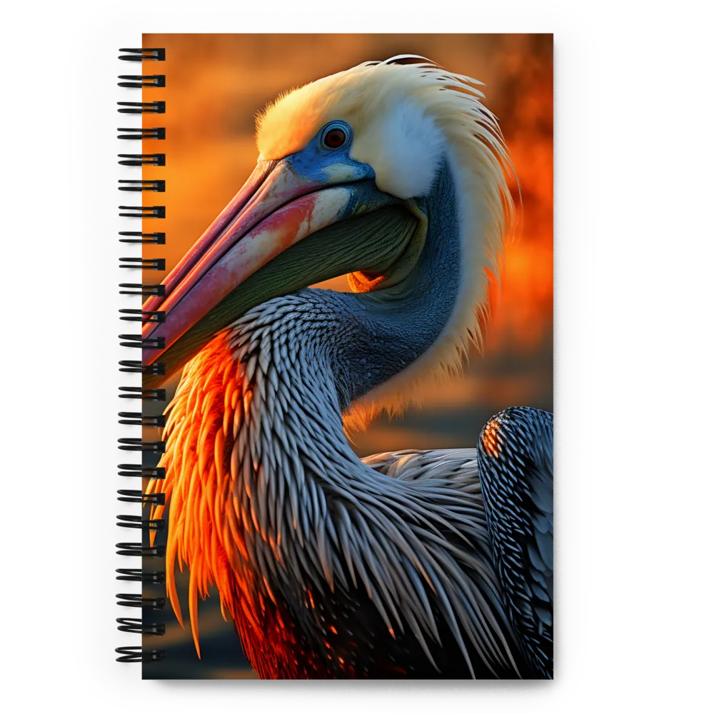 Elegance of the Pelican at Sunset | Spiral Notebook