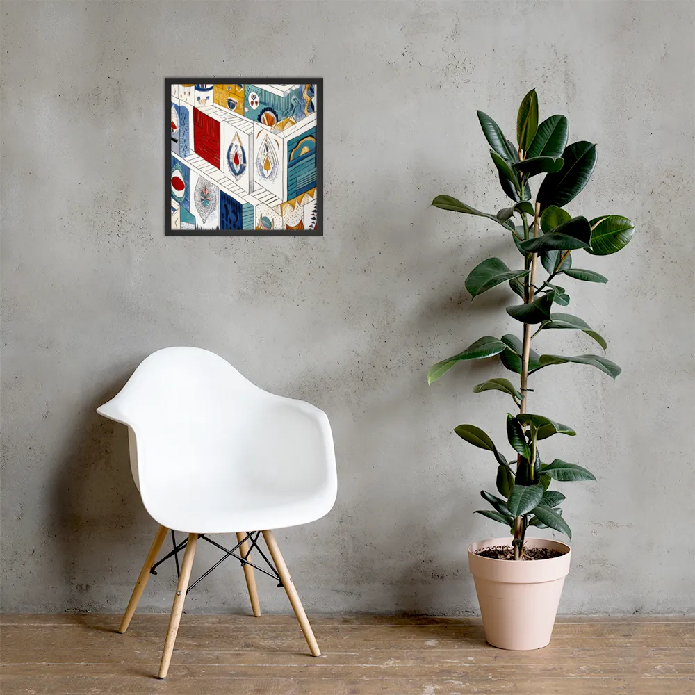 Symphony of Geometric Harmony | Poster with Black Frame | 18″×18″