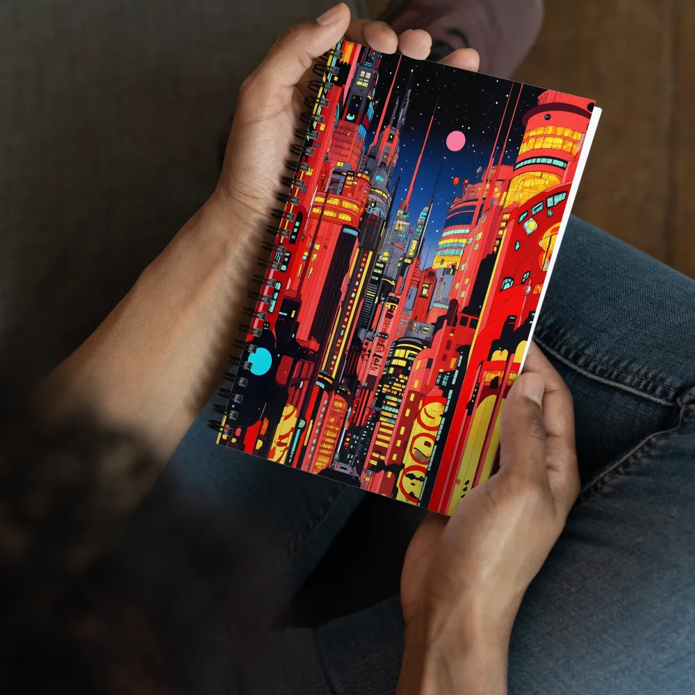 Neon Dreams: A Cyberpunk Cityscape | Spiral Notebook