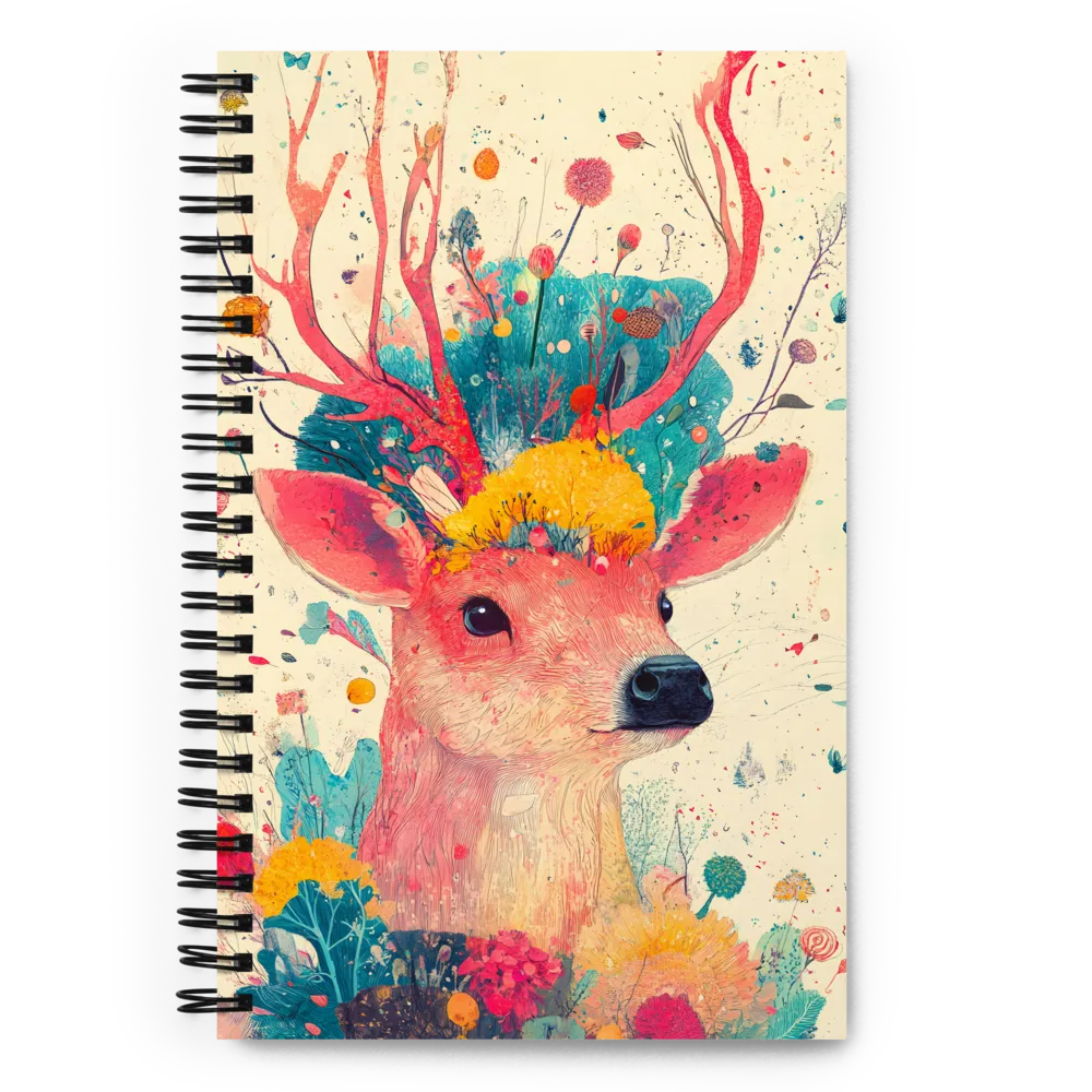 Whimsical Harmony: A Deer in Bloom | Spiral Notebook