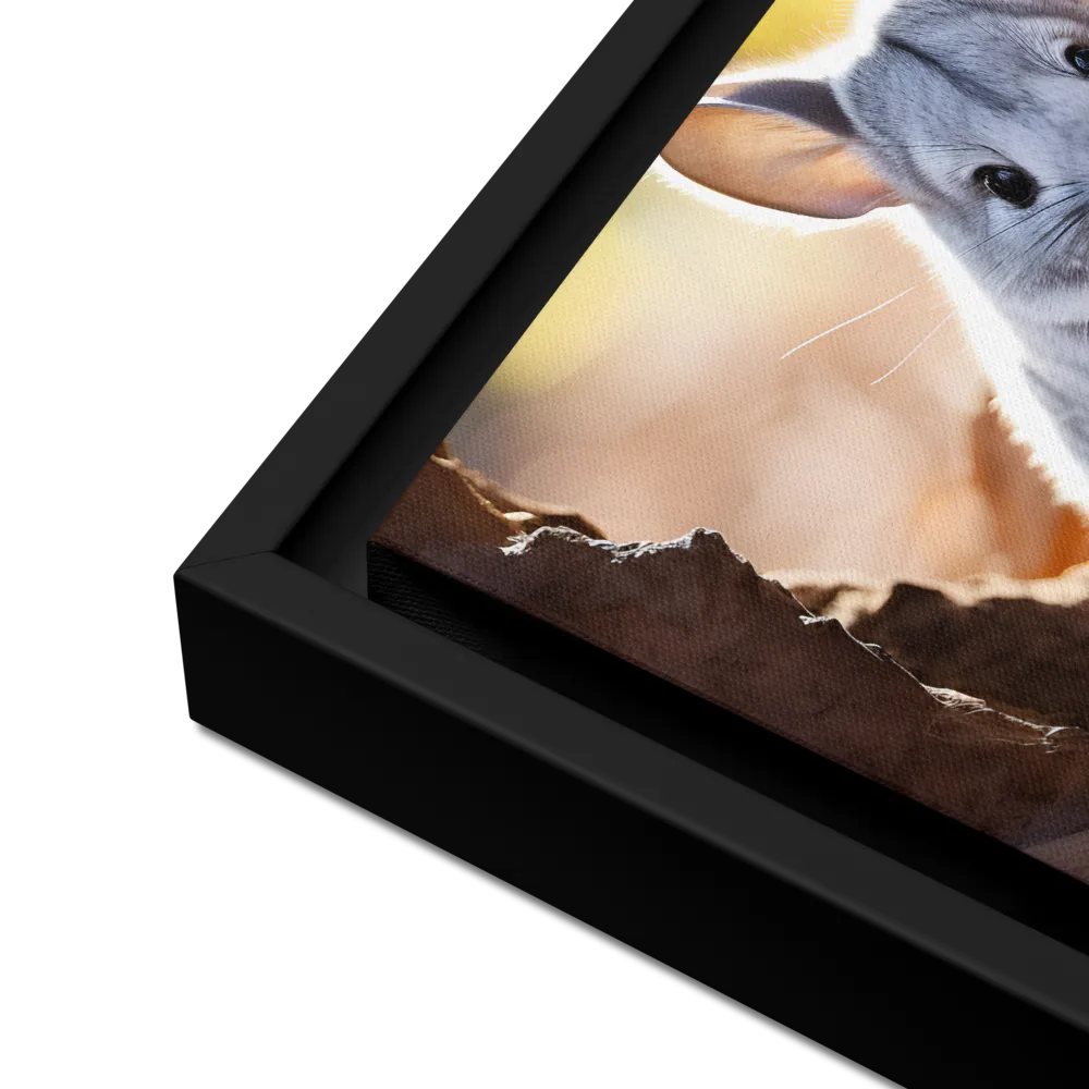 Gentle Whispers of Nature: The Chinchilla | Canvas with Black Frame | 12″×16″