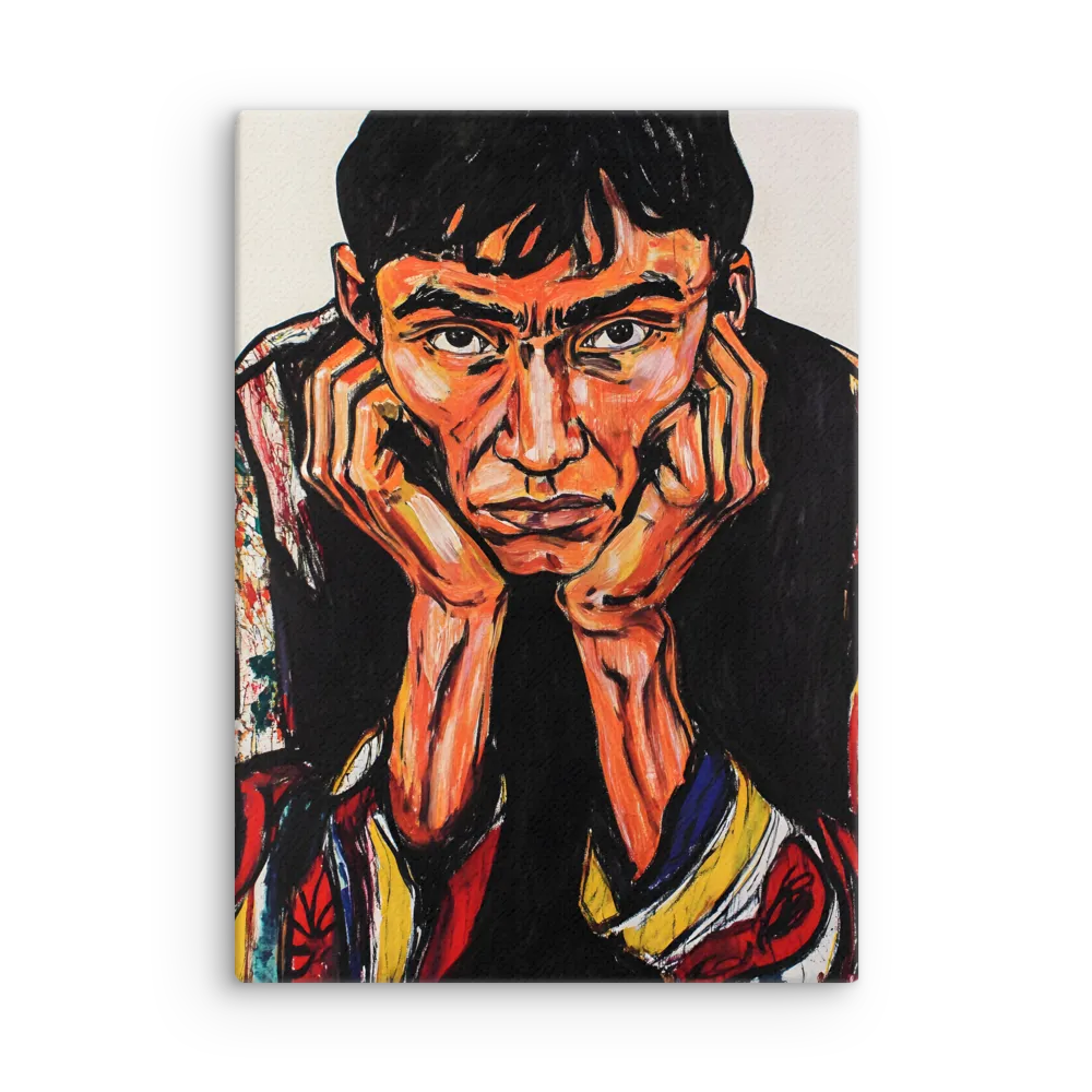 Contemplative Intensity: An Expressionist Portrait | Thin Canvas | 20″×28″