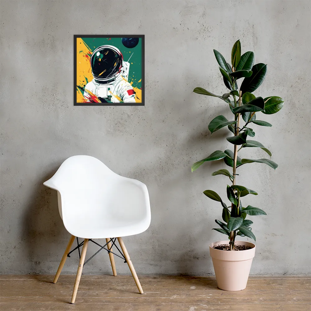Galactic Explorer: A Modern Odyssey | Poster with Black Frame | 18″×18″