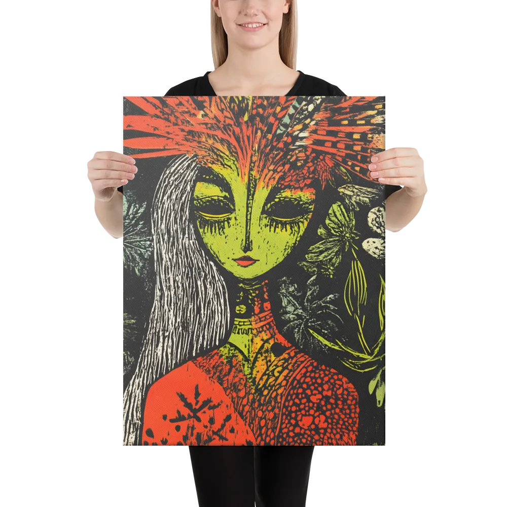Mystical Flora: A Surreal Portrait | Canvas | 18″×24″