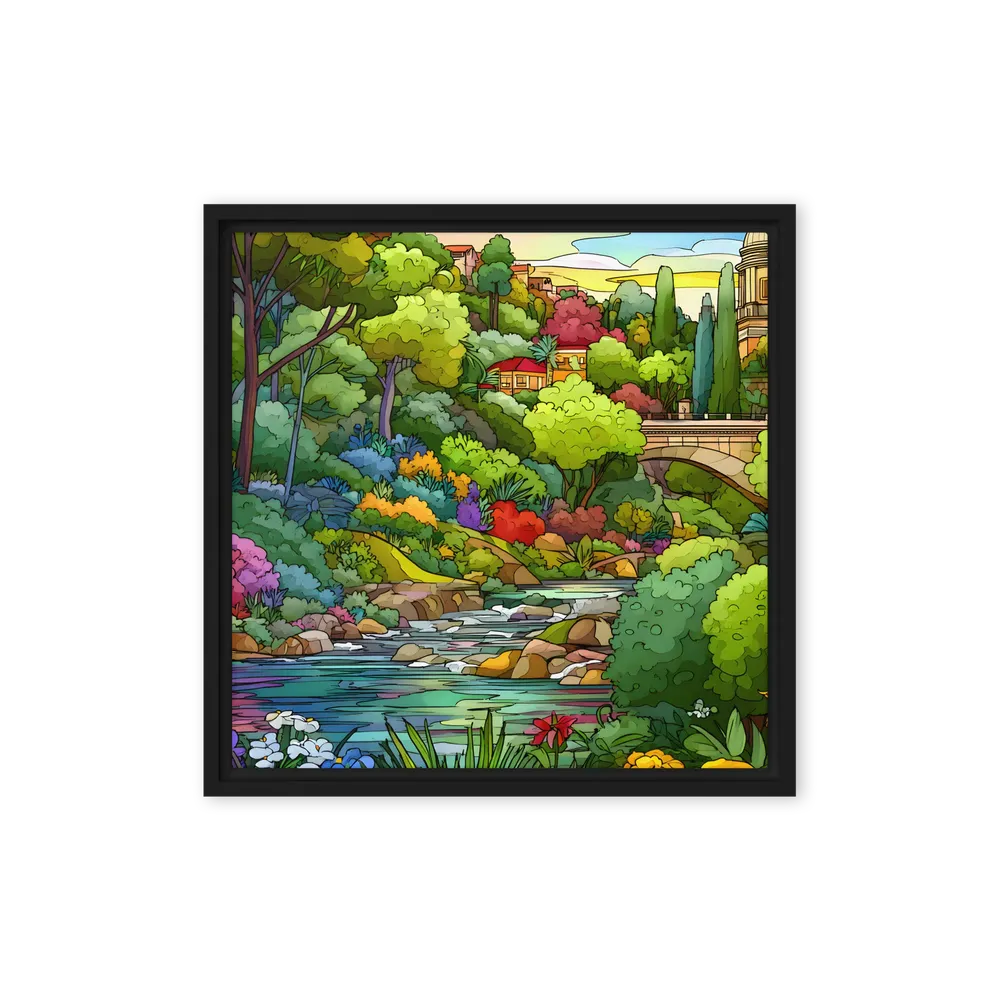 Riverside Garden 
 Canvas with Black Frame