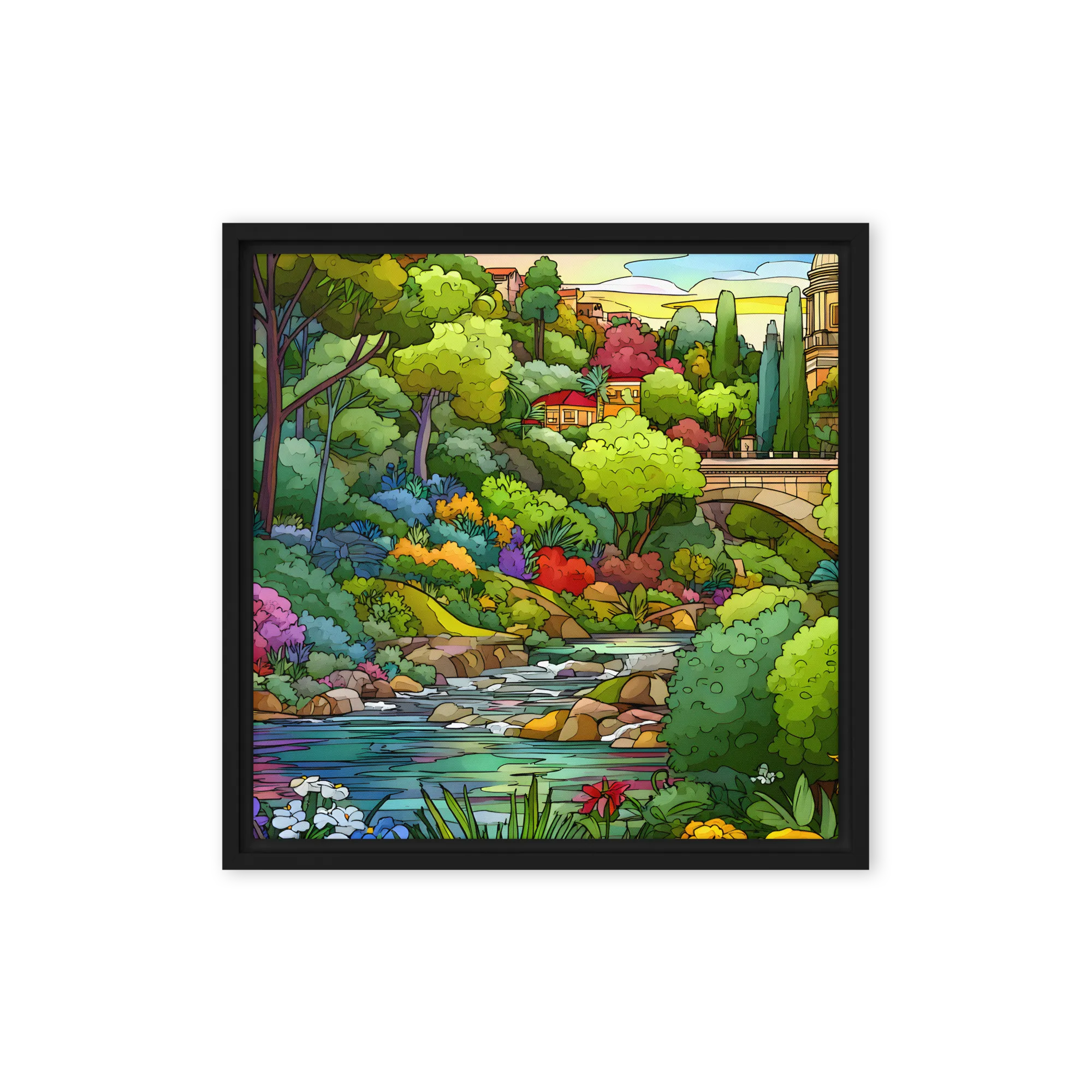 Riverside Garden 
 Canvas with Black Frame