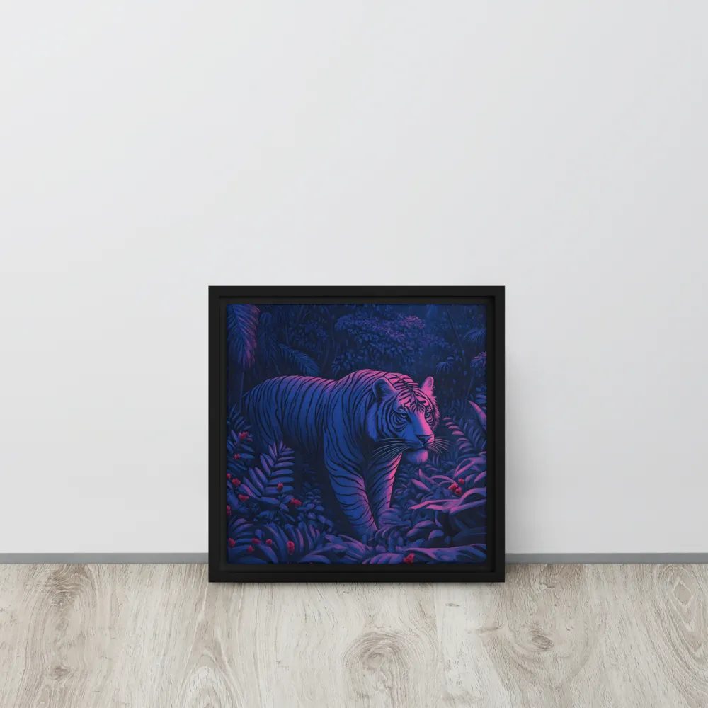 Mystic Prowler: The White Tiger in the Jungle | Canvas with Black Frame | 12″×12″