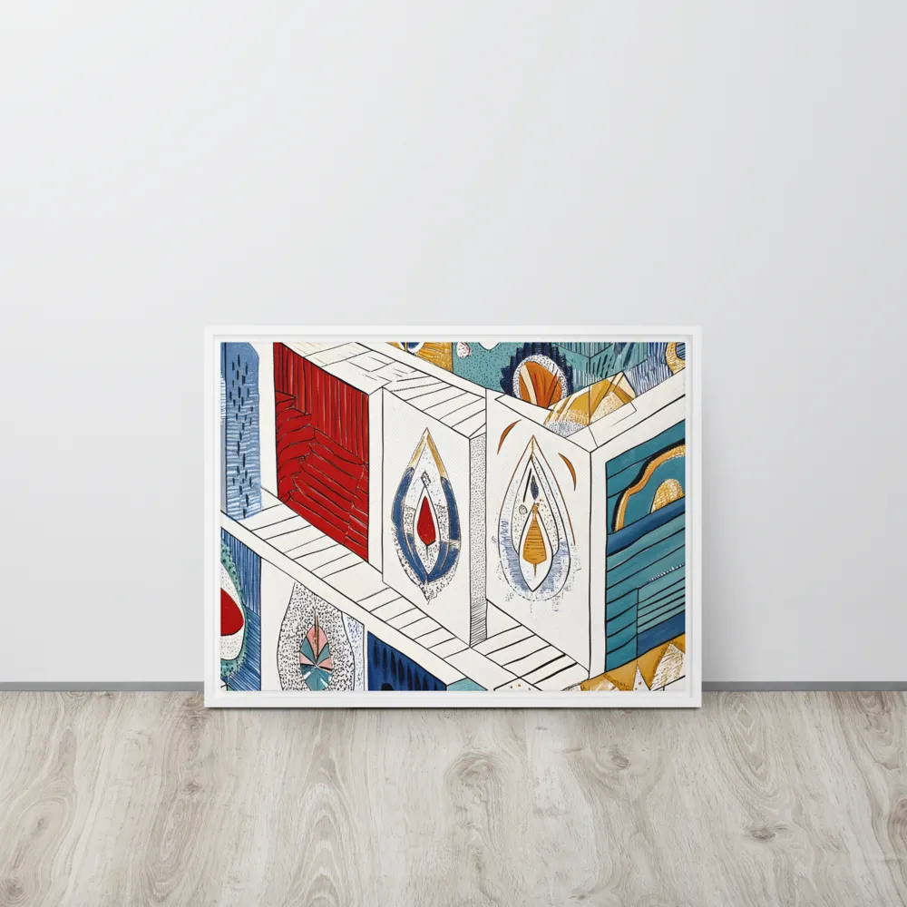 Symphony of Geometric Harmony | Canvas with White Frame | 18″×24″