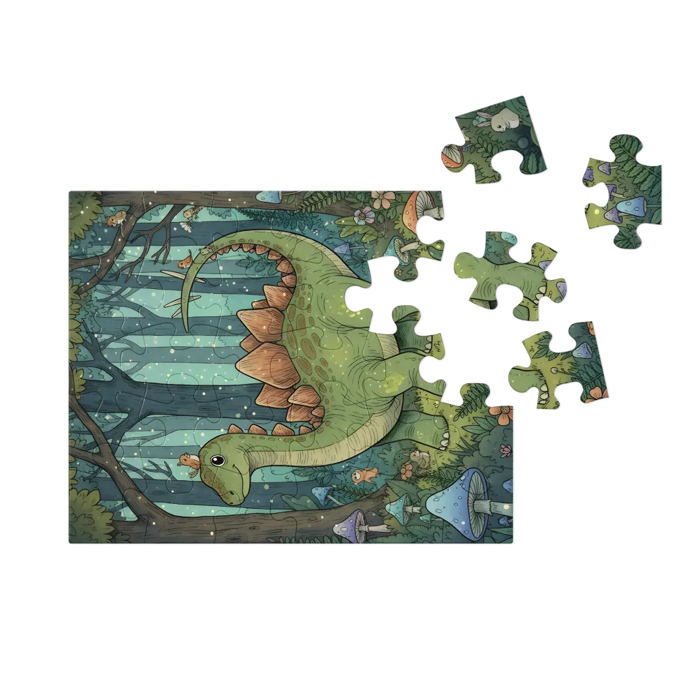 Woodland Stegosaurus 
 Jigsaw Puzzle in Tin Box