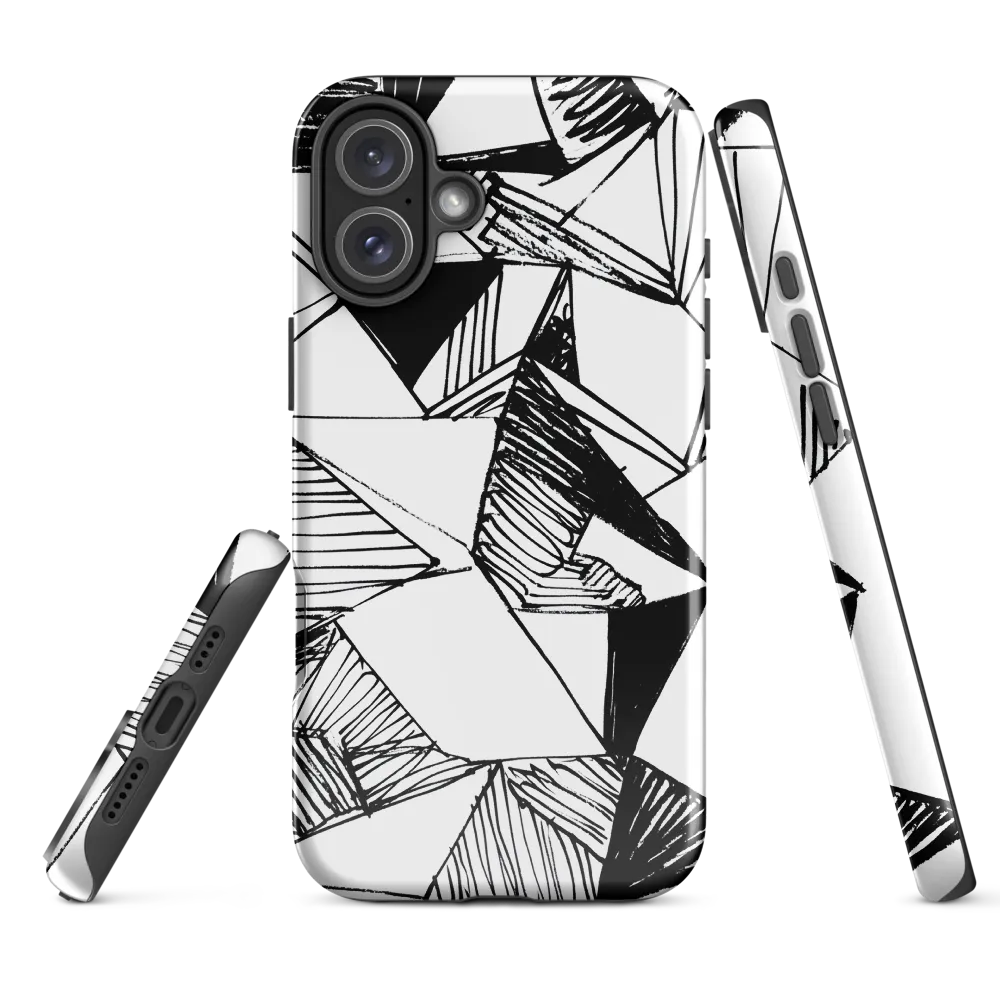 Dynamic Geometry in Ink | Phone Case |  16 Plus | Tough Case | Glossy