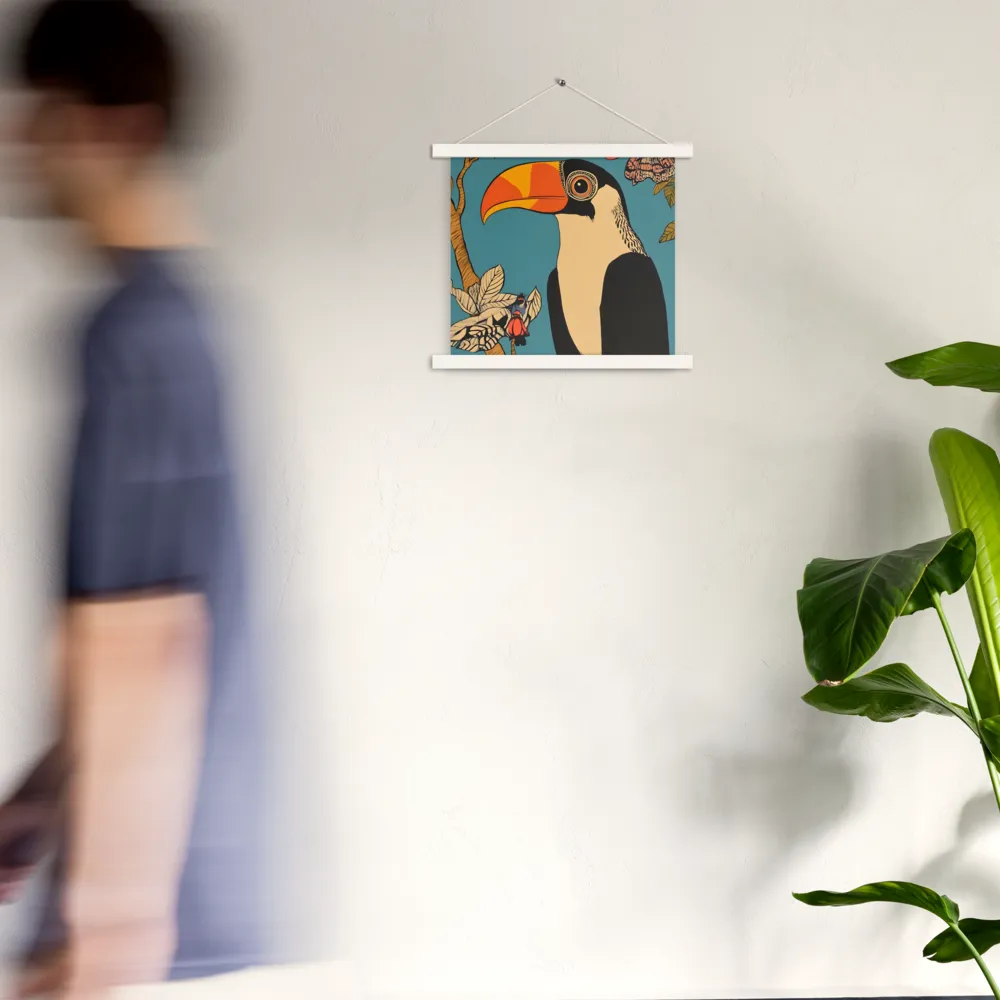 Tropical Majesty: The Toucan at Rest | Poster With White Wood Hanger | 14″×14″