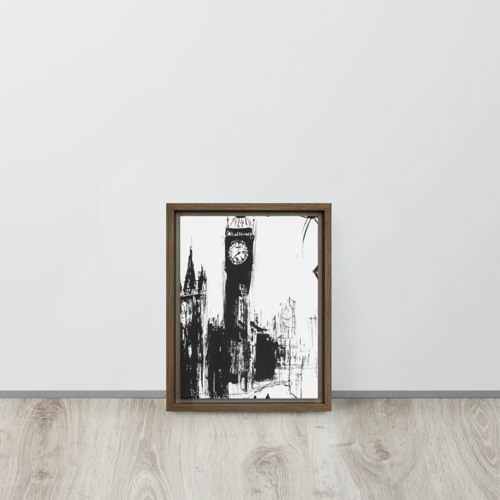 Clock Tower in Motion | Canvas with Brown Frame | 9″×12″