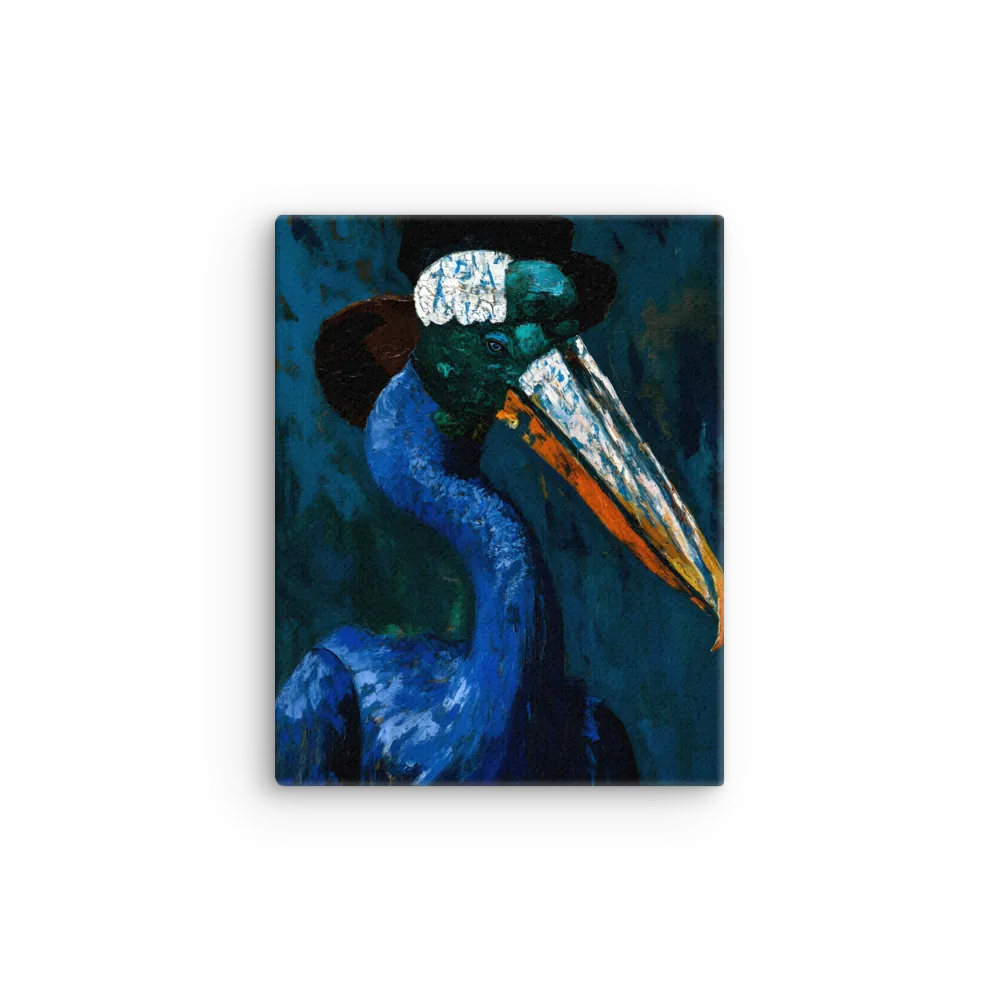 Majestic Absurdity: The Hat-Wearing Bird | Thin Canvas | 11″×14″